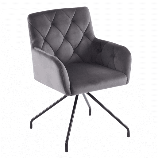 Conjunto de 2 cadeiras de jantar - Cadeira de sala moderna com apoio lombar, 4 pernas metálicas, design em losangos - Cinza