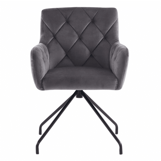 Conjunto de 2 cadeiras de jantar - Cadeira de sala moderna com apoio lombar, 4 pernas metálicas, design em losangos - Cinza