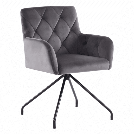 Conjunto de 2 cadeiras de jantar - Cadeira de sala moderna com apoio lombar, 4 pernas metálicas, design em losangos - Cinza