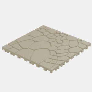 Ladrilhos para terraço de 30 cm - textura de pedra, sistema de encaixe DIY, instalação fácil e rápida, 44 peças - bege