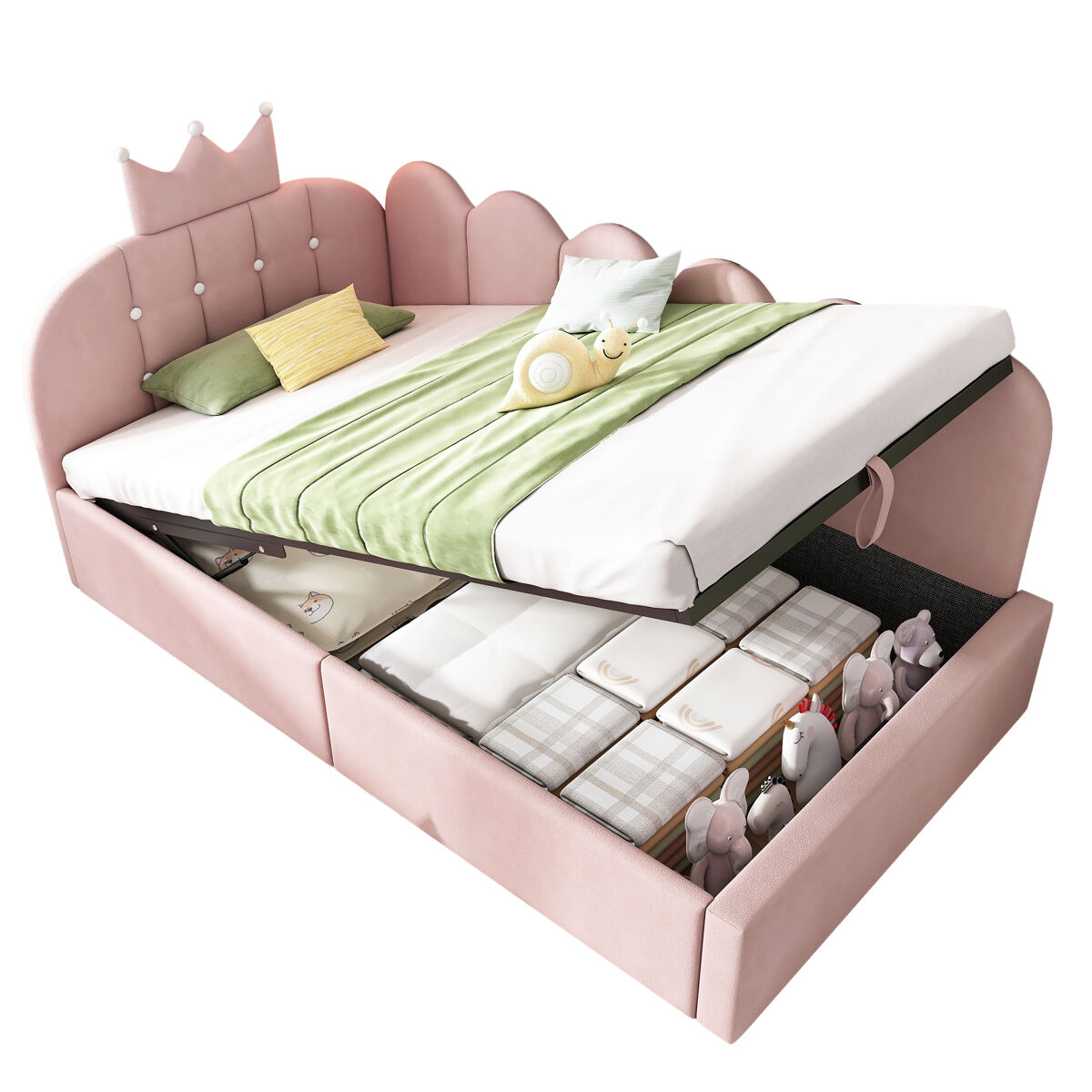 Cama infantil de terciopelo 96x209 Rosa