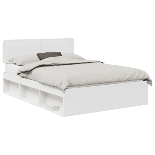 Estrutura da Cama de casal simple com cabeceira Branco 140 x 190 cm