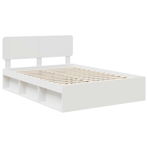 Estrutura da Cama de casal simple com cabeceira Branco 140 x 190 cm