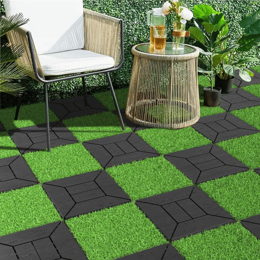 Relva artificial 30 x 30 cm, 36 peças - ladrilhos encaixáveis para pátios, varandas e jardins - verde