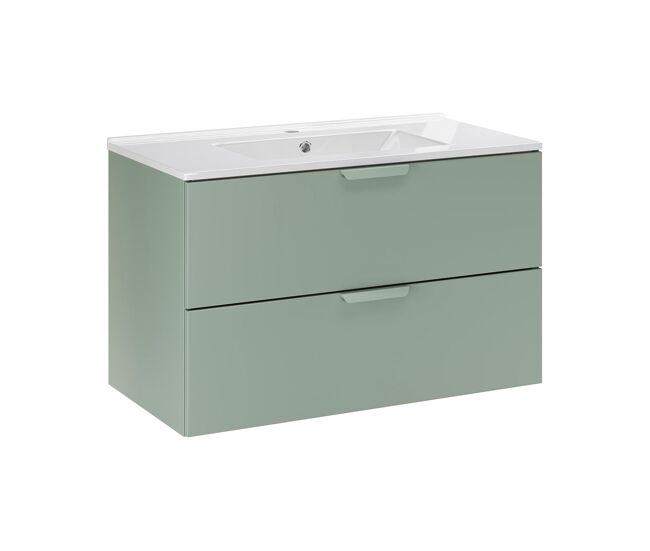 Mueble de lavabo individual oria 80cm verde mate