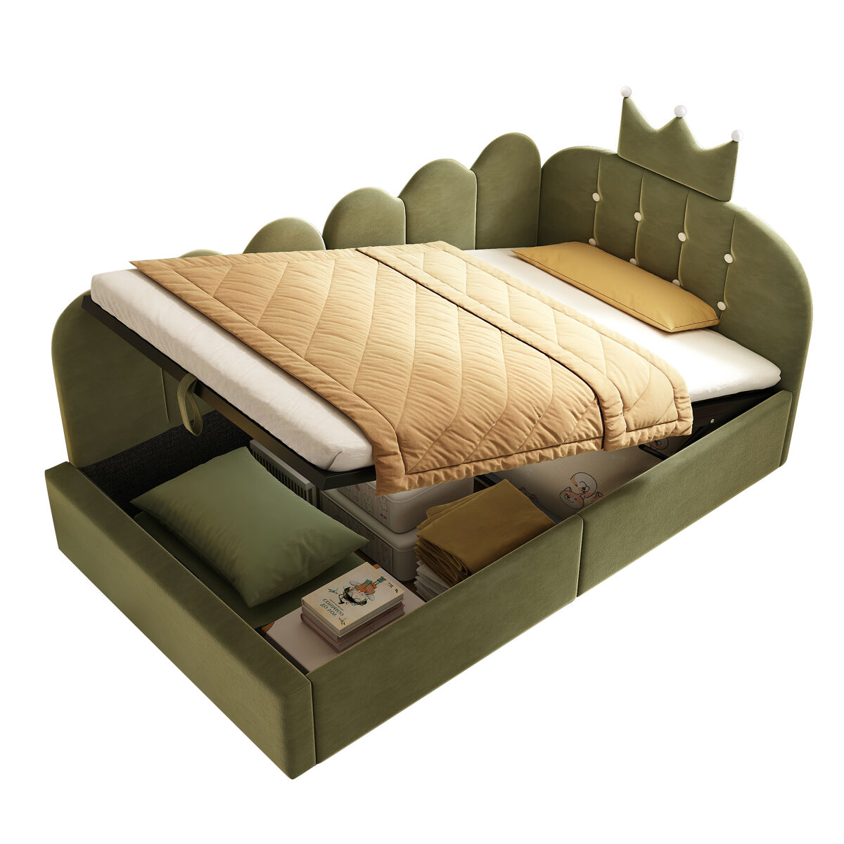 Cama infantil de terciopelo 96x209 Verde