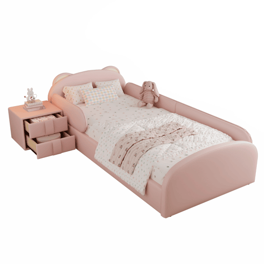 Cama de criança,cama de solteiro de pu 90x200 cm,rosa