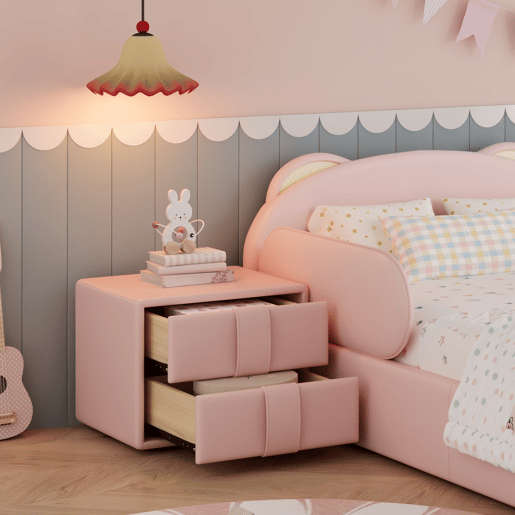 Cama de criança,cama de solteiro de pu 90x200 cm,rosa
