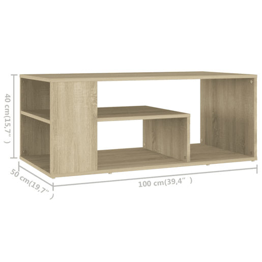 Mesa de Centro, Mesa baixa, 100x50x40 cm derivados de madeira carvalho sonoma