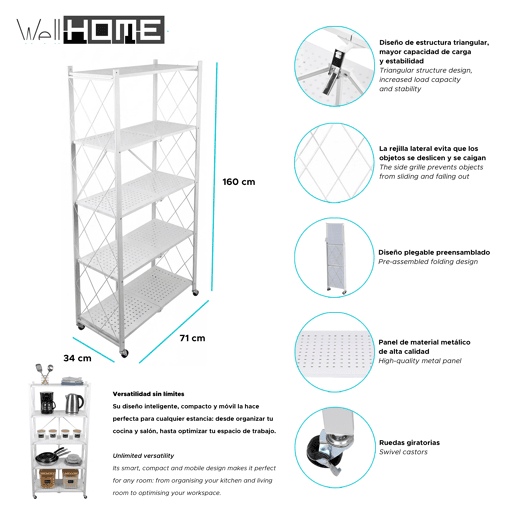 Prateleira dobrável para armazenamento Well Home