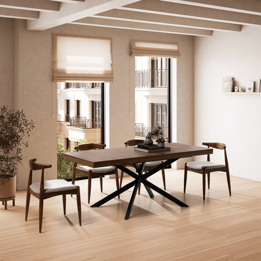 Mesa de jantar extensÃvel Palermo efeito Nogueira, 140-180 cm Mesa de jantar extensÃvel Palermo efeito Nogueira, 140-180 cm