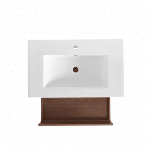 Armário de casa de banho de 76 cm - com amplo espaço de arrumação e 2 gavetas - castanho-avermelhado