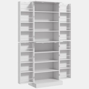 HOMCOM Despensa Alta para Cozinha Armário Moderno com 4 Portas e Prateleiras Ajustáveis Ideal para Sala de Estar Sala de Jantar 60x35x166 cm Branco