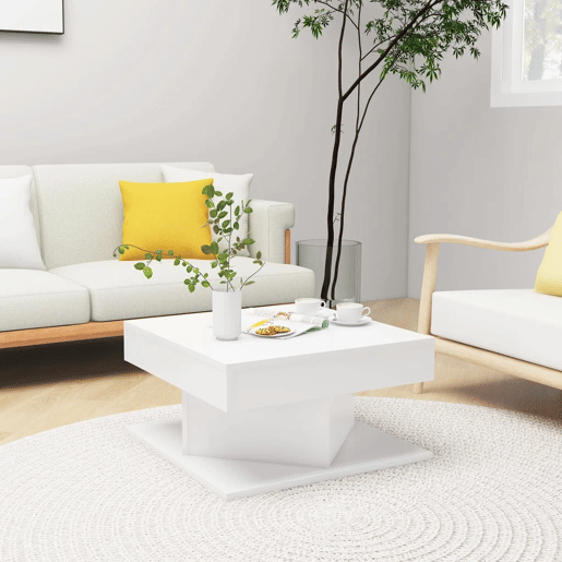 Mesa de Centro, Mesa baixa, 57x57x30 cm derivados de madeira branco