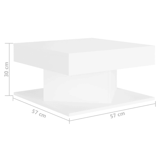 Mesa de Centro, Mesa baixa, 57x57x30 cm derivados de madeira branco