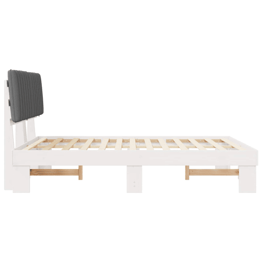 Estrutura de Cama de casal moderno com Cabeceira Estofada Cinzento-claro