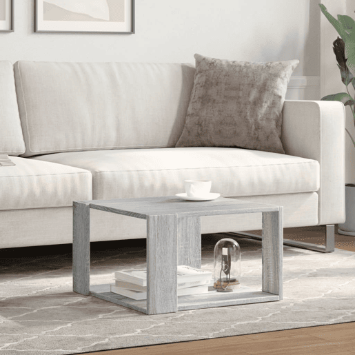 Mesa de Centro, Mesa baixa, 51,5x51,5x30cm derivados de madeira cinza sonoma