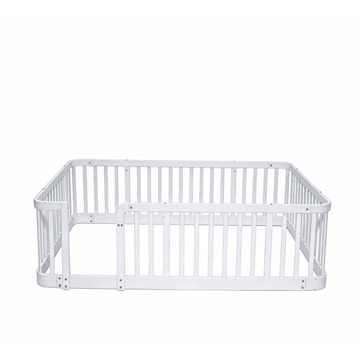 Parque infantil modular para bebés 140 x 200 cm - distância segura entre as barras de 7 cm, bordas arredondadas, design anti-encravamento no chão, utilização versátil em casa e com animais de estimação - branco