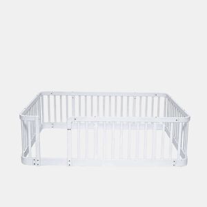 Parque infantil modular para bebés 140 x 200 cm - distância segura entre as barras de 7 cm, bordas arredondadas, design anti-encravamento no chão, utilização versátil em casa e com animais de estimação - branco
