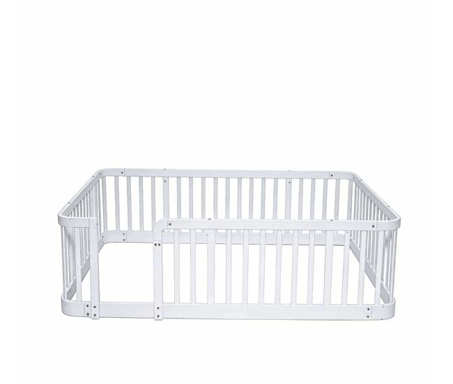 Parque infantil modular para bebés 140x200 cm - separación segura de barras 7 cm, bordes redondeados, diseño anti-pinzamiento en el suelo, uso multi-