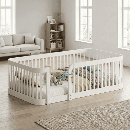 Parque infantil modular para bebés 140 x 200 cm - distância segura entre as barras de 7 cm, bordas arredondadas, design anti-encravamento no chão, utilização versátil em casa e com animais de estimação - branco