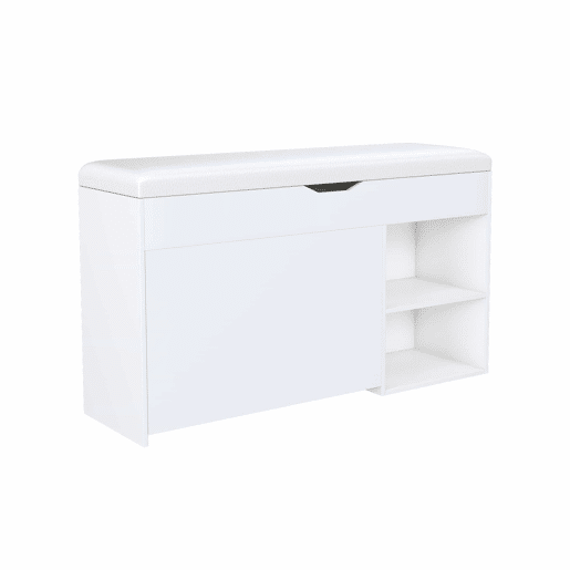 Banco para sapatos 100 x 30 x 52 cm - Design moderno e minimalista, com compartimento oculto - Branco