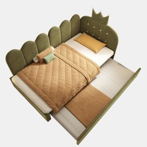 Cama gavetão de veludo 90x200 cm,verde