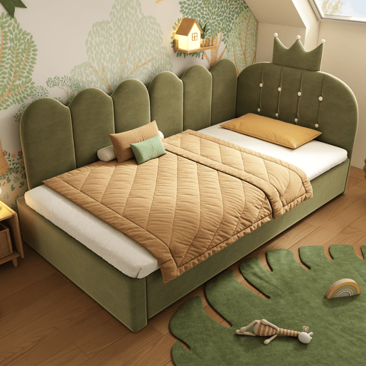 Cama gavetão de veludo 90x200 cm,verde