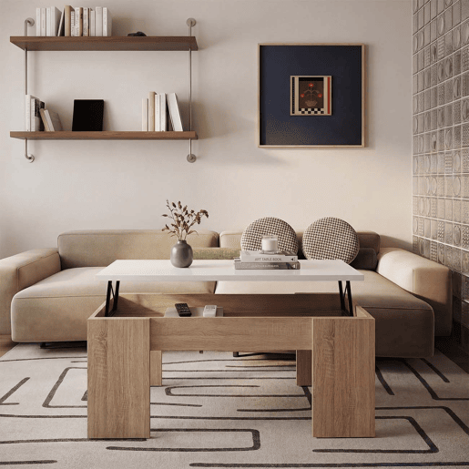 Mesa de centro elevatória Vita Roble Canadian - Blanco Artik (Blanco Mate) 50 x 45 x 50 cm