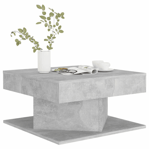 Mesa de Centro, Mesa baixa, 57x57x30 cm derivados de madeira cinza cimento