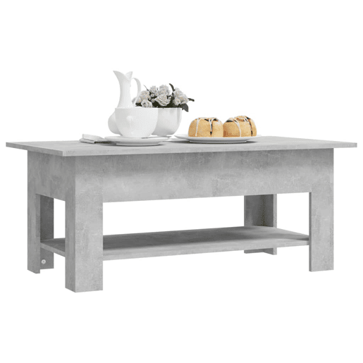 Mesa de Centro, Mesa baixa, 102x55x42 cm madeira processada cinza cimento Mesa de Centro, Mesa baixa, 102x55x42 cm madeira processada cinza cimento