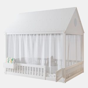 Cama de criança,cama-casa de madeira maciça 140x200 cm,branco