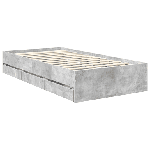 Estrutura de cama de solteiro para adultos com cabeceira Cinzento Concreto 90 x 190 cm