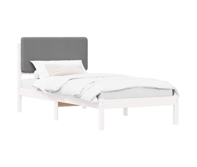 Estructura de cama simple para adultos con cabecera - tapizada gris claro