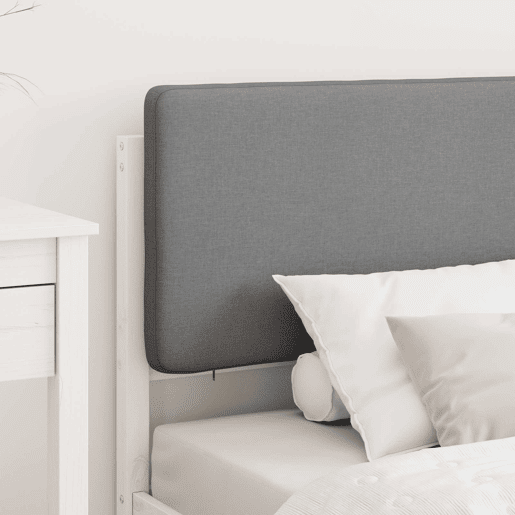 Estrutura de cama de solteiro simple com Cabeceira Estofada Cinzento-claro