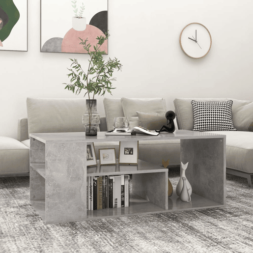 Mesa de Centro, Mesa baixa, 100x50x40 cm derivados madeira cinzento cimento