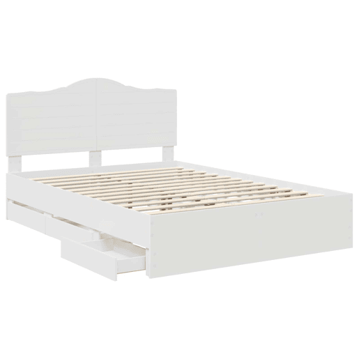 Estrutura De Cama De Casal Moderno - Branco 150 x 200 cm Madeira de Engenharia