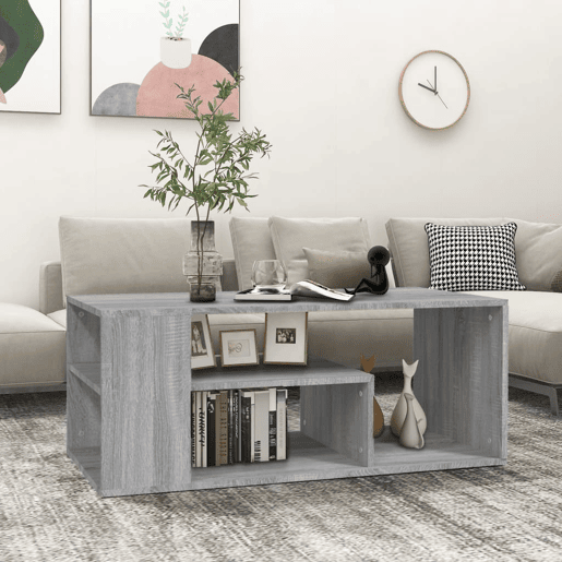 Mesa de Centro, Mesa baixa, 100x50x40cm derivados de madeira cinzento sonoma