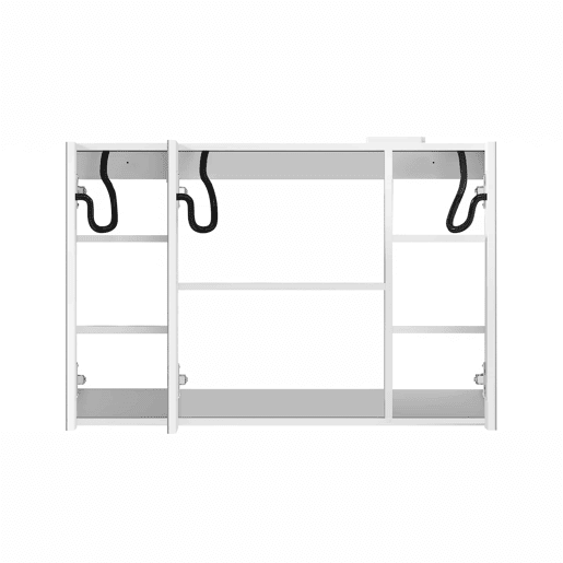 Armário com espelho e luz LED de 90 cm - com espaço de arrumação, para montagem na parede, multifuncional para casa de banho, sala e quarto - branco