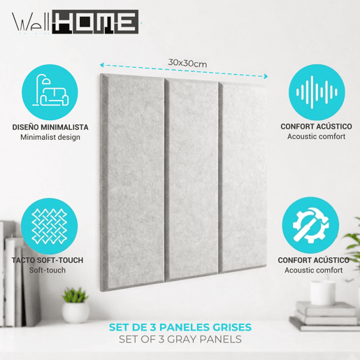 Conjunto Well Home com 3 painéis decorativos de feltro