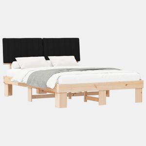 Estrutura de Cama de casal moderno com Cabeceira Estofada Preto 150 x 200 cm