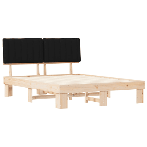 Estrutura de Cama de casal moderno com Cabeceira Estofada Preto 150 x 200 cm