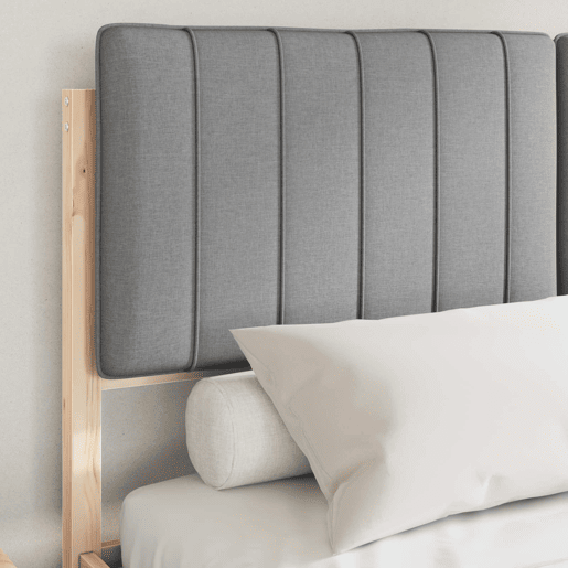 Estrutura de Cama de casal moderno com Cabeceira Estofada Cinzento-claro