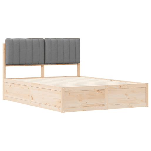 Estrutura de Cama de casal moderno com Cabeceira Estofada Cinzento-claro