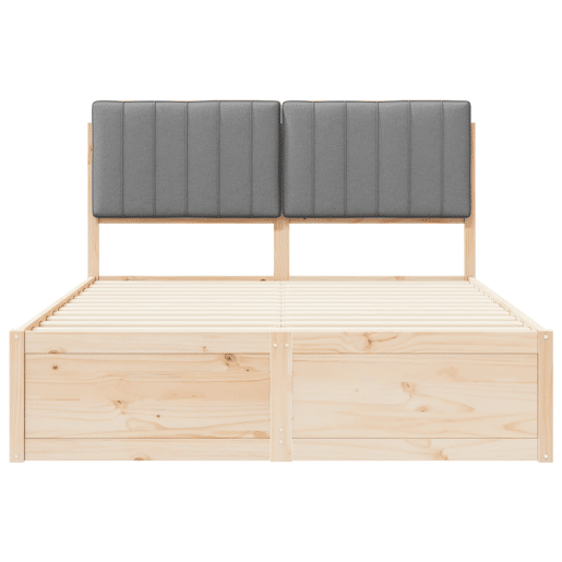 Estrutura de Cama de casal moderno com Cabeceira Estofada Cinzento-claro