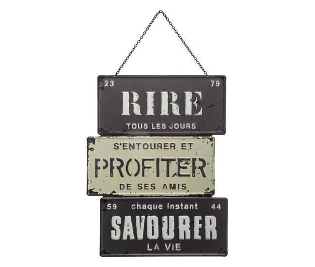 Well home placa decorativa de metal con mensaje de estilo vintage 34x26cm