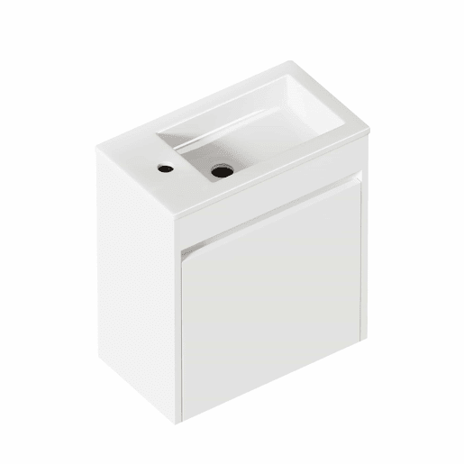 Móvel de casa de banho de 46 cm - amplo espaço de arrumação com 1 porta com fecho suave - branco