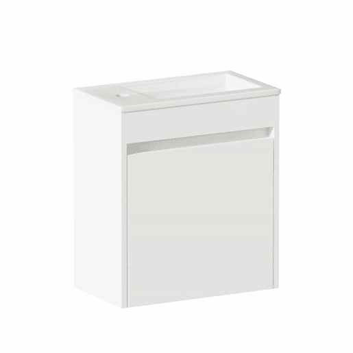 Móvel de casa de banho de 46 cm - amplo espaço de arrumação com 1 porta com fecho suave - branco