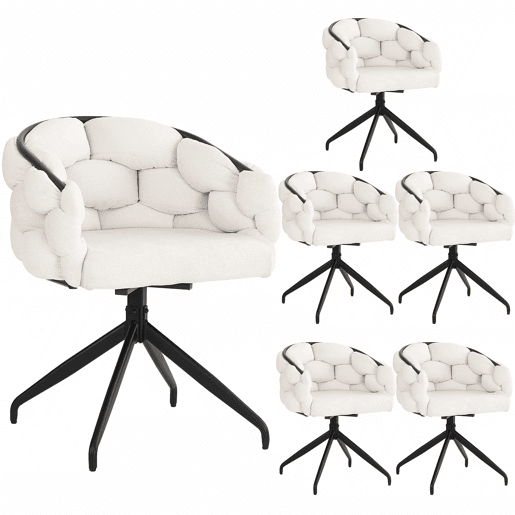 Conjunto de 6 cadeiras giratórias em veludo - Estilo moderno - Bege
