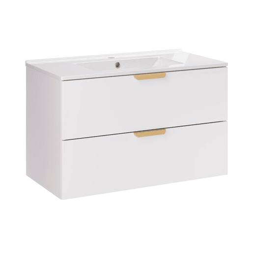 Móvel lavatório simples encastrável 80cm Oria Branco mate